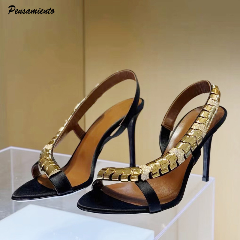 Slip Dress Satin - Luxe strass-pailletten satijnen dames gladiatorsandalen mode