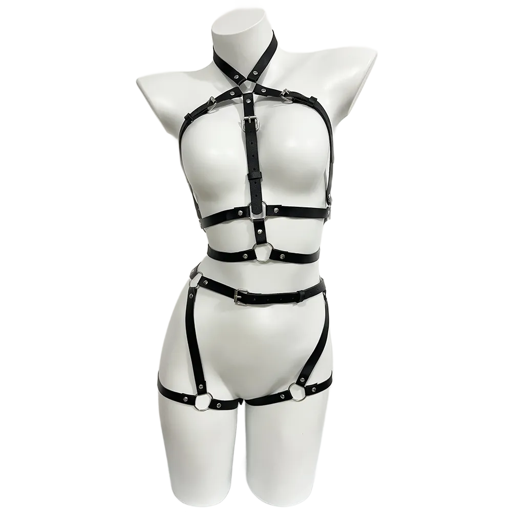 Garter Belt Set - Harnas voor vrouwen Pu lederen been