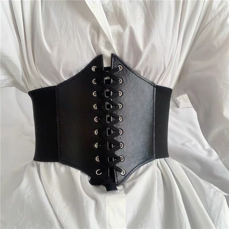 Corset Waist Cinch - Mode korset brede riemen kunstleer afslankende