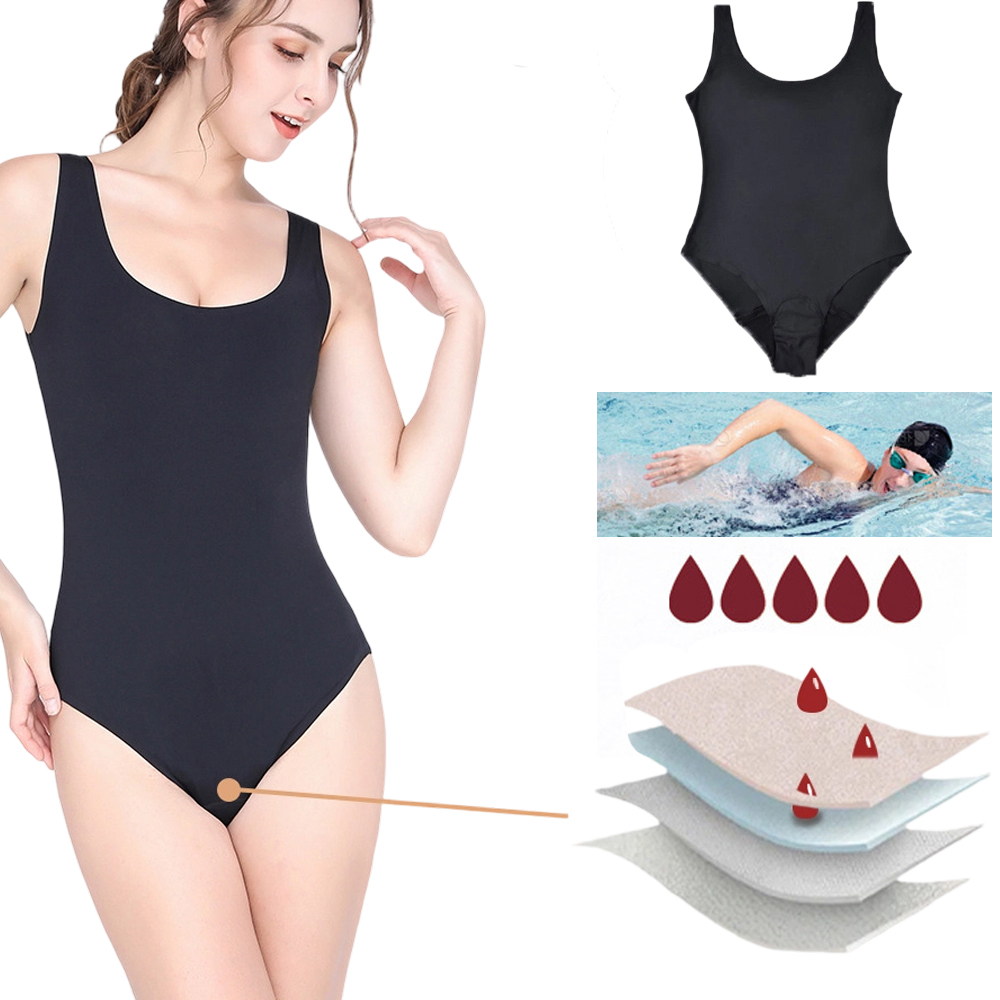 Period Panty Absorbent - Menstruatiebadpak Dames 4-laags menstruatiebadkleding Lekvrij strand