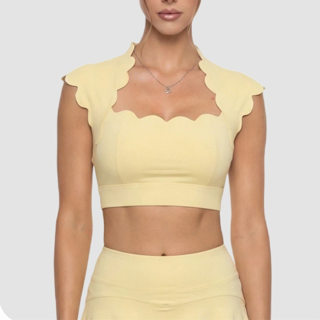 Sports Bra High Impact - Sportbeha met golvende rand voor dames,