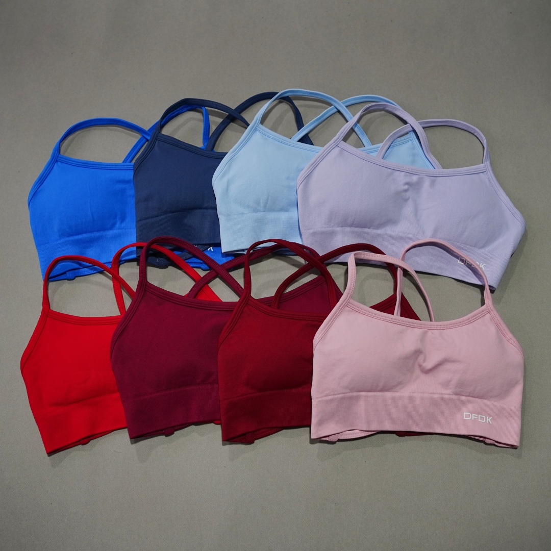 Push Up Bra Padded - DFDK Geribbelde naadloze yoga-bh met gekruiste