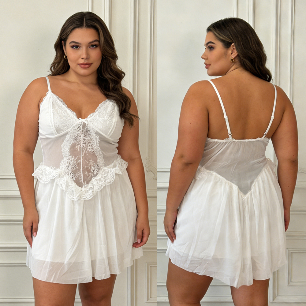 Sexy witte kanten bloemen nach - Babydoll Chemise Night recensie en prijs