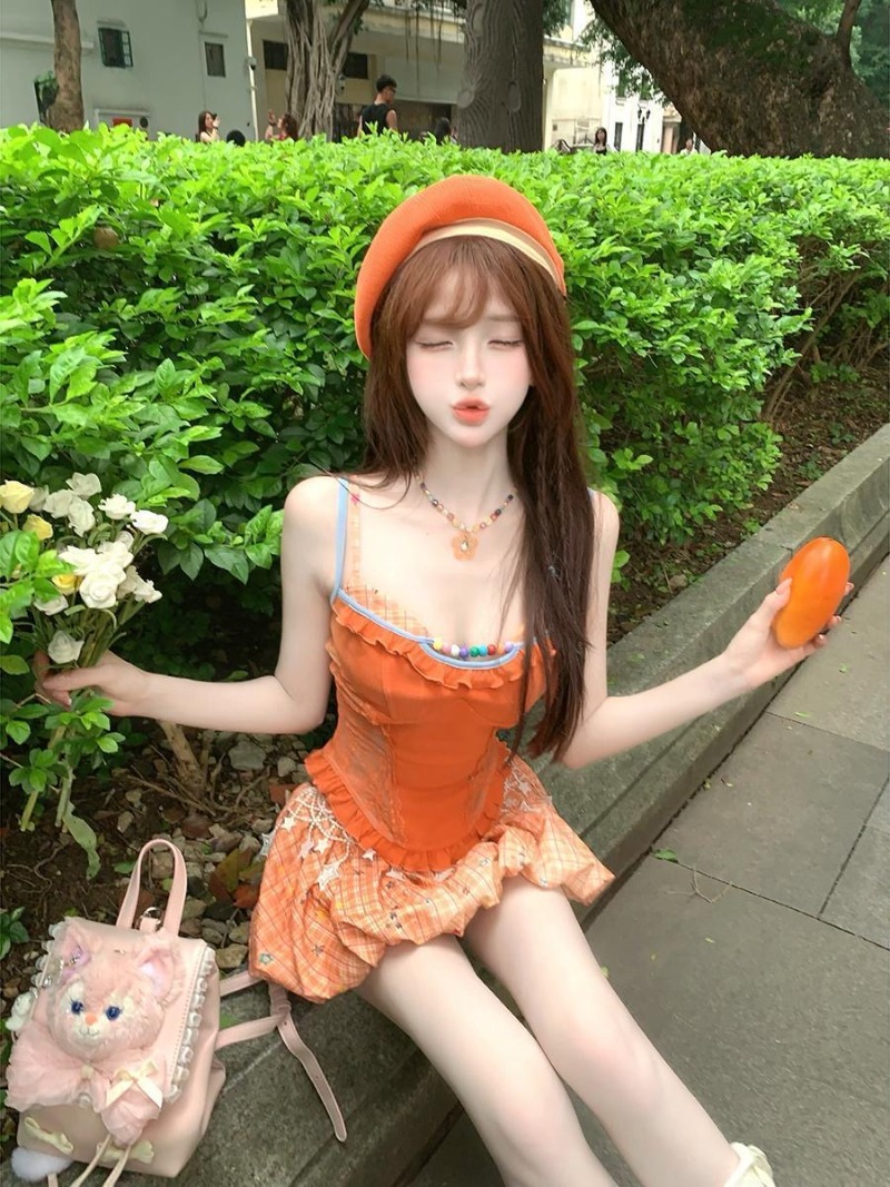 Zomer Nieuwe Oranje Dopamine Z - Cami Top Lace recensie en prijs