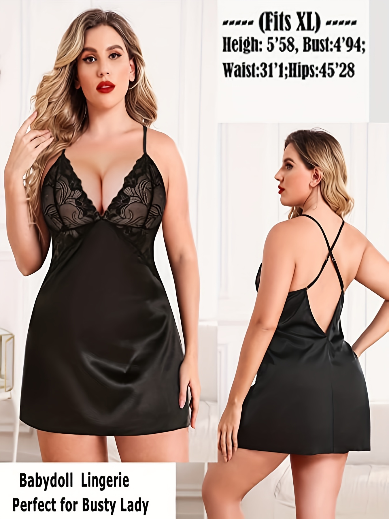 Dames Luxe Glanzend Satijnen N - Babydoll Chemise Night recensie en prijs