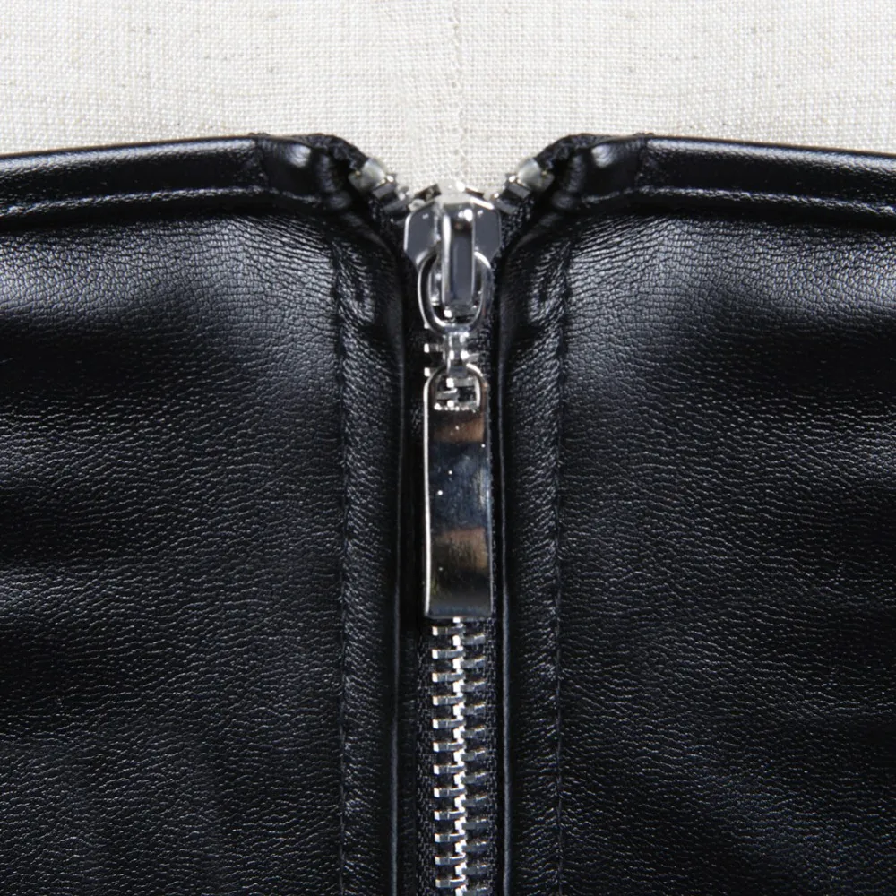 Zwarte korte rits PU kunstleer - Corset Waist Cinch recensie en prijs
