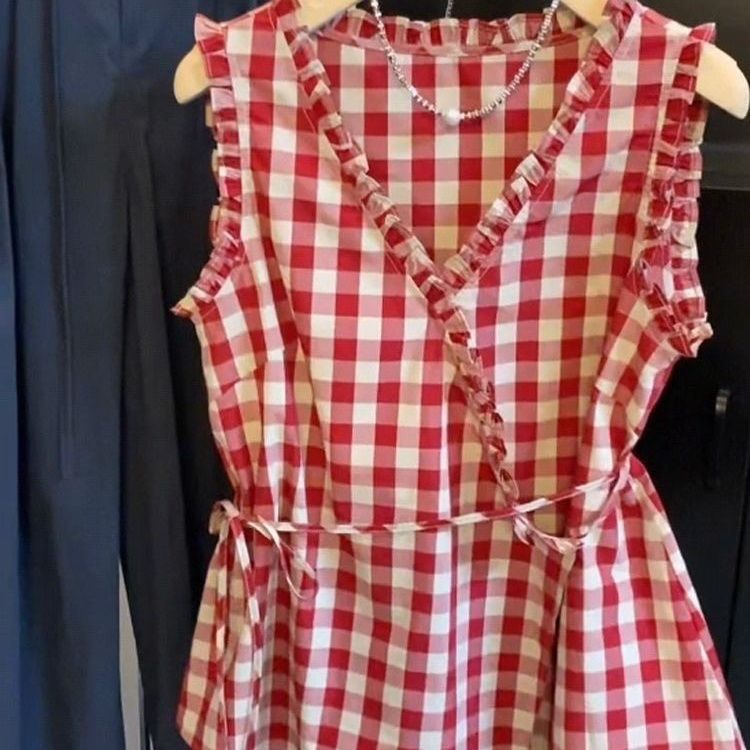 Retro rood geruit mouwloos ves - Corset Waist Cinch recensie en prijs