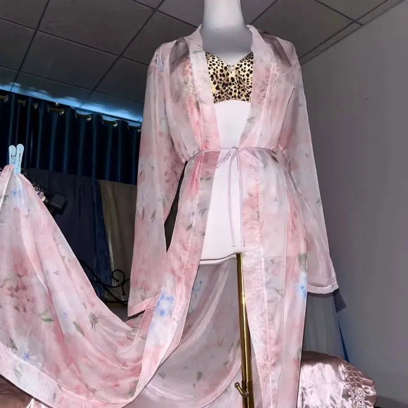 Roze Zijde Gedrukt See Through - Robe Silk Women recensie en prijs