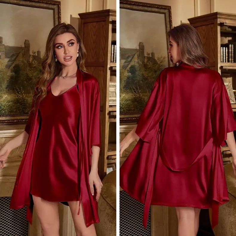 2PC Gewaad Pak Vrouwen Rayon B - Robe Silk Women recensie en prijs